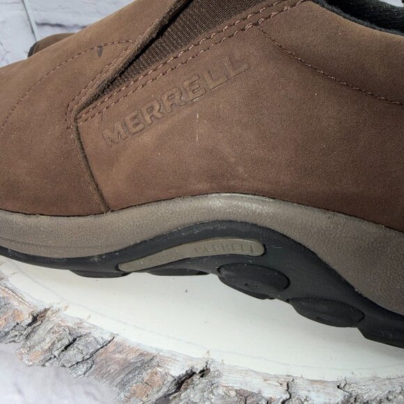 Merrell Men Jungle Moc Shoes 10.5 Brown Nubuck Slip On Hiking Walking Waterproof - Picture 5 of 12